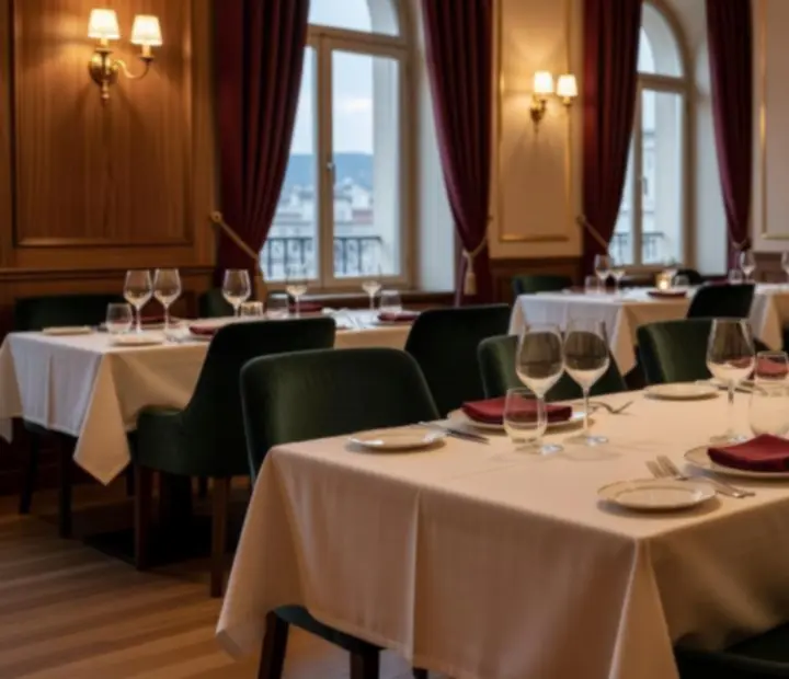 Elegánsan megterített éttermi asztal a Trevalissban